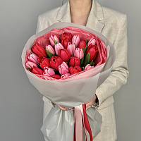 Микс розово-красных тюльпанов, 25 шт